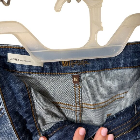 Kut From The Kloth Gidget Frey Hem Denim Shorts Womens Size 16 Medium Wash - Picture 7 of 7